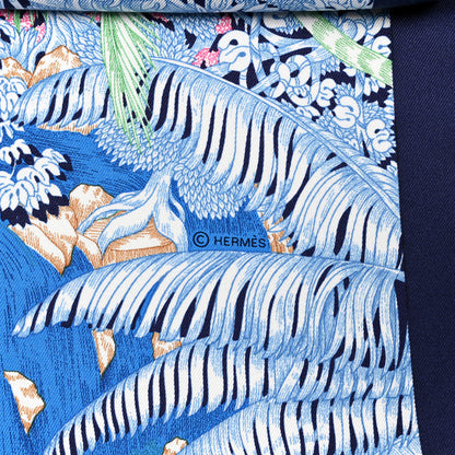 Hermes Silk Faubourg Tropical Scarf 90 Bleu Jean Vert Jaune Sofre 3 of 4