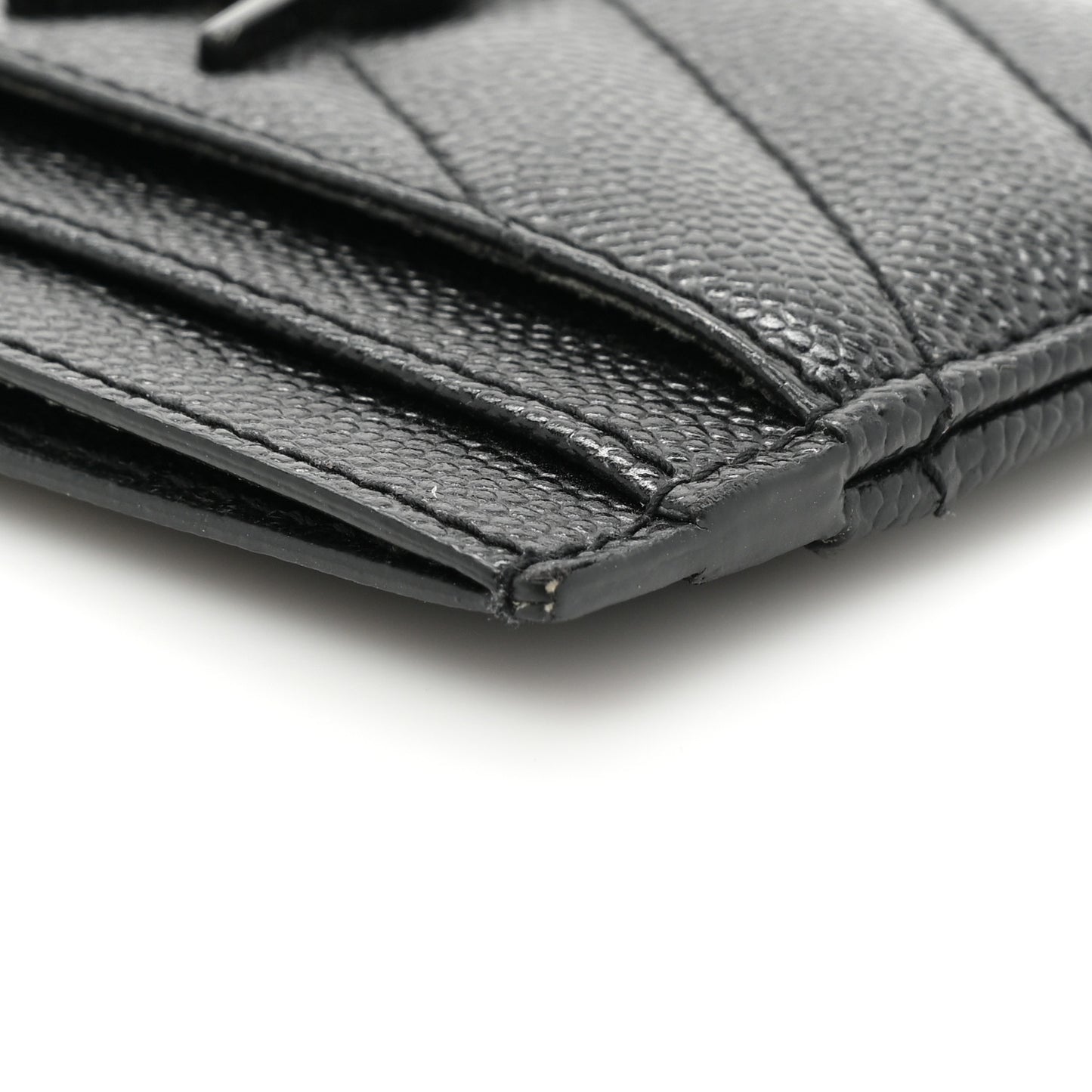 Grain De Poudre Matelasse Chevron Monochrome Monogram Credit Card Case Black