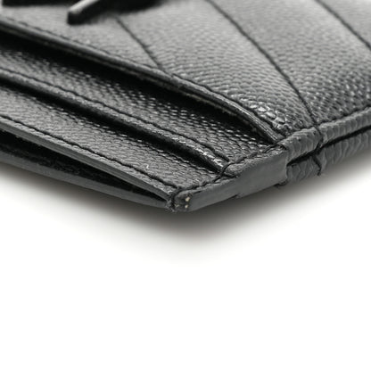 Saint Laurent Grain De Poudre Matelasse Chevron Monochrome Monogram Credit Card Case Black 10 of 11