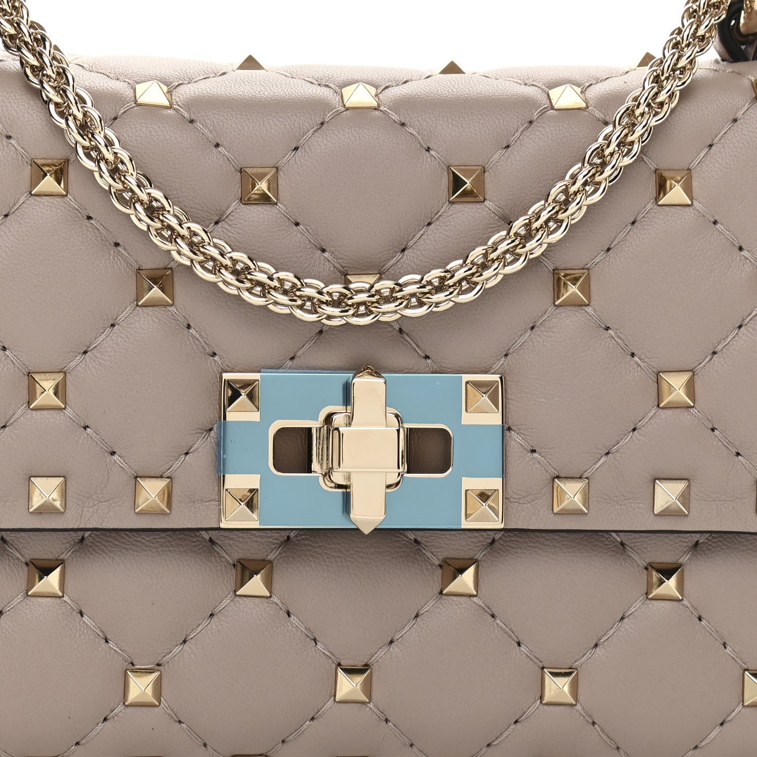 Valentino Garavani Nappa Small Rockstud Spike Shoulder Bag Poudre 6 of 9