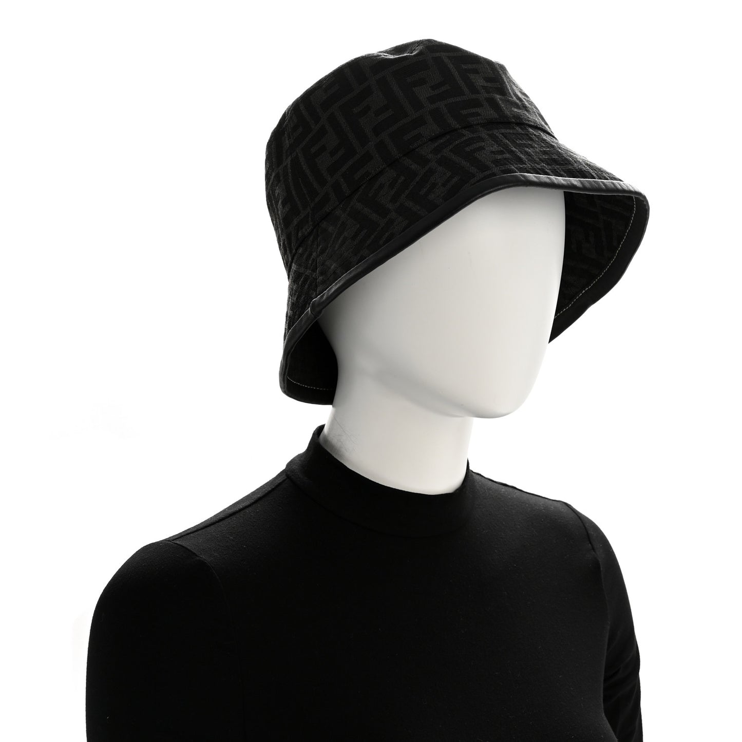 Fabric Jacquard FF Bucket Hat L Black