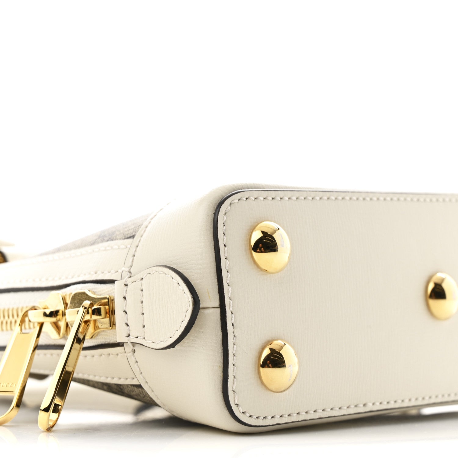 Gucci GG Supreme Monogram Azalea Calfskin Mini Horsebit 1955 Top Handle Bag Beige Ebony Mystic White 9 of 12
