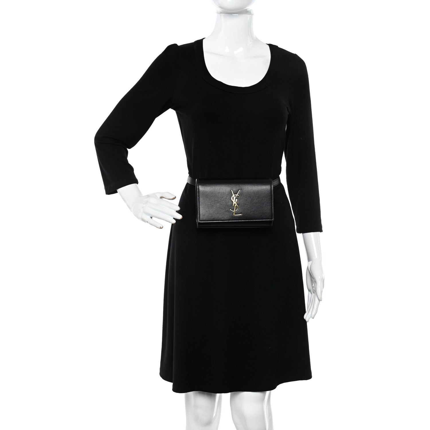 Saint Laurent Smooth Calfskin Monogram Kate Belt Bag Black 2 of 10