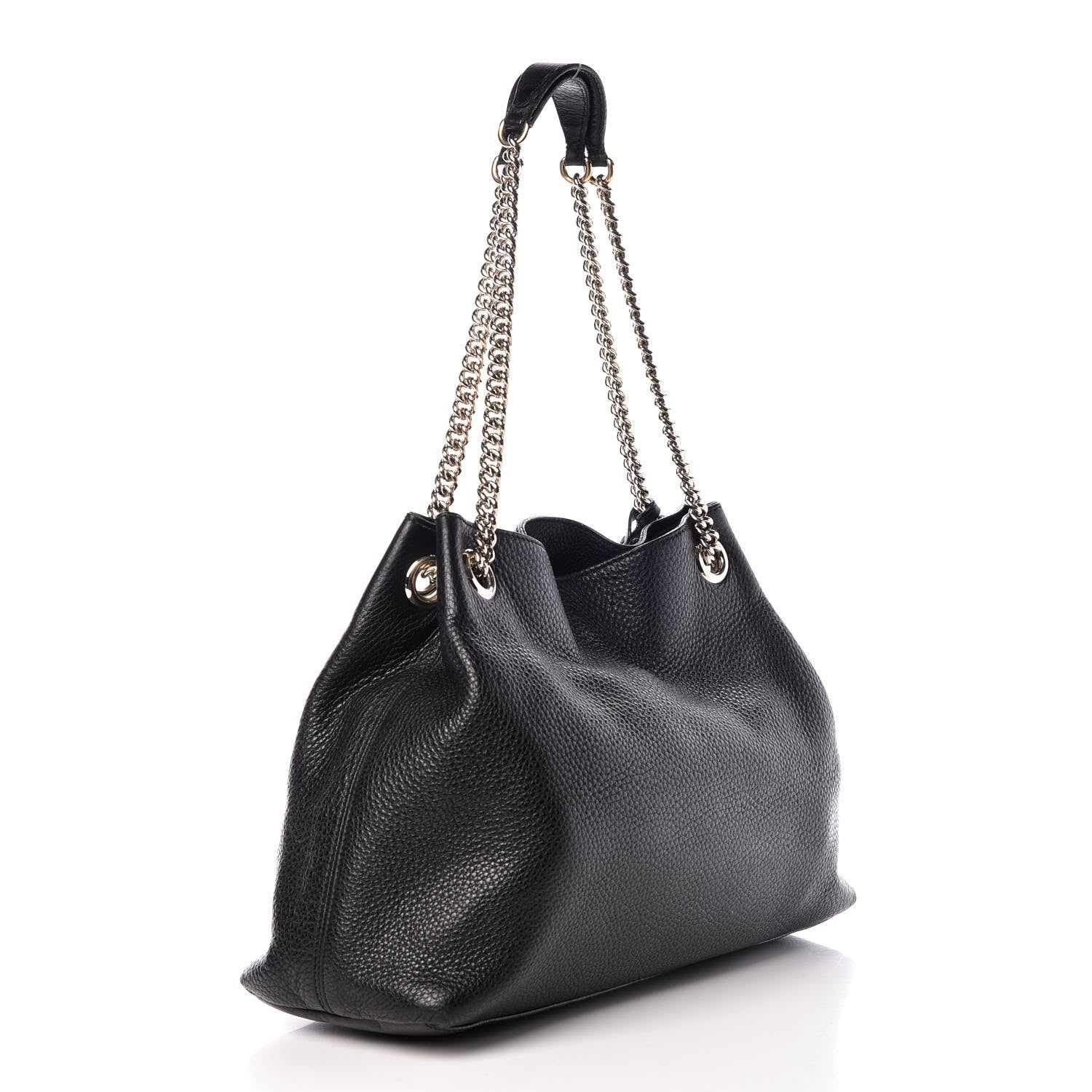 Gucci Pebbled Calfskin Medium Soho Chain Shoulder Bag Black 3 of 7