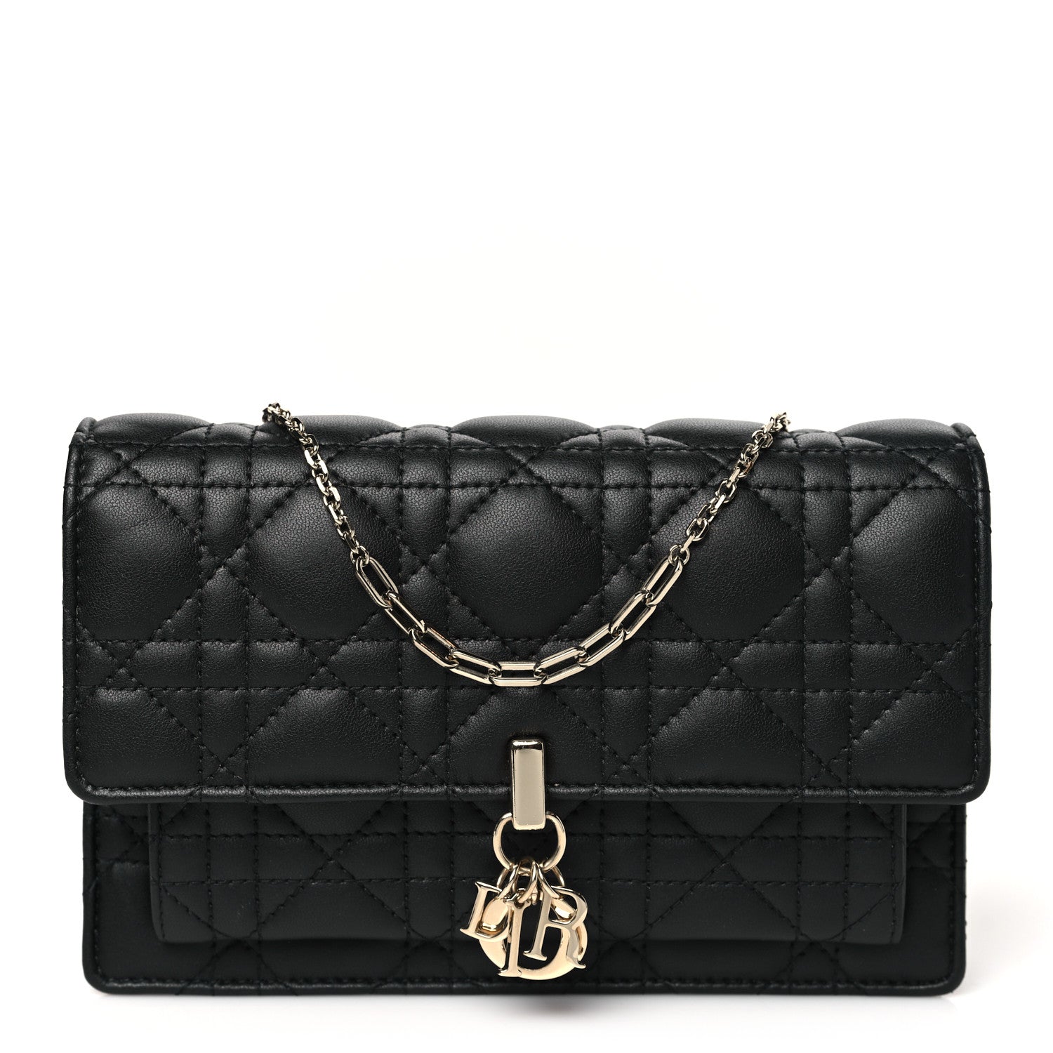 Christian Dior Lambskin Cannage Lady Dior Chain Pouch Black 1 of 10