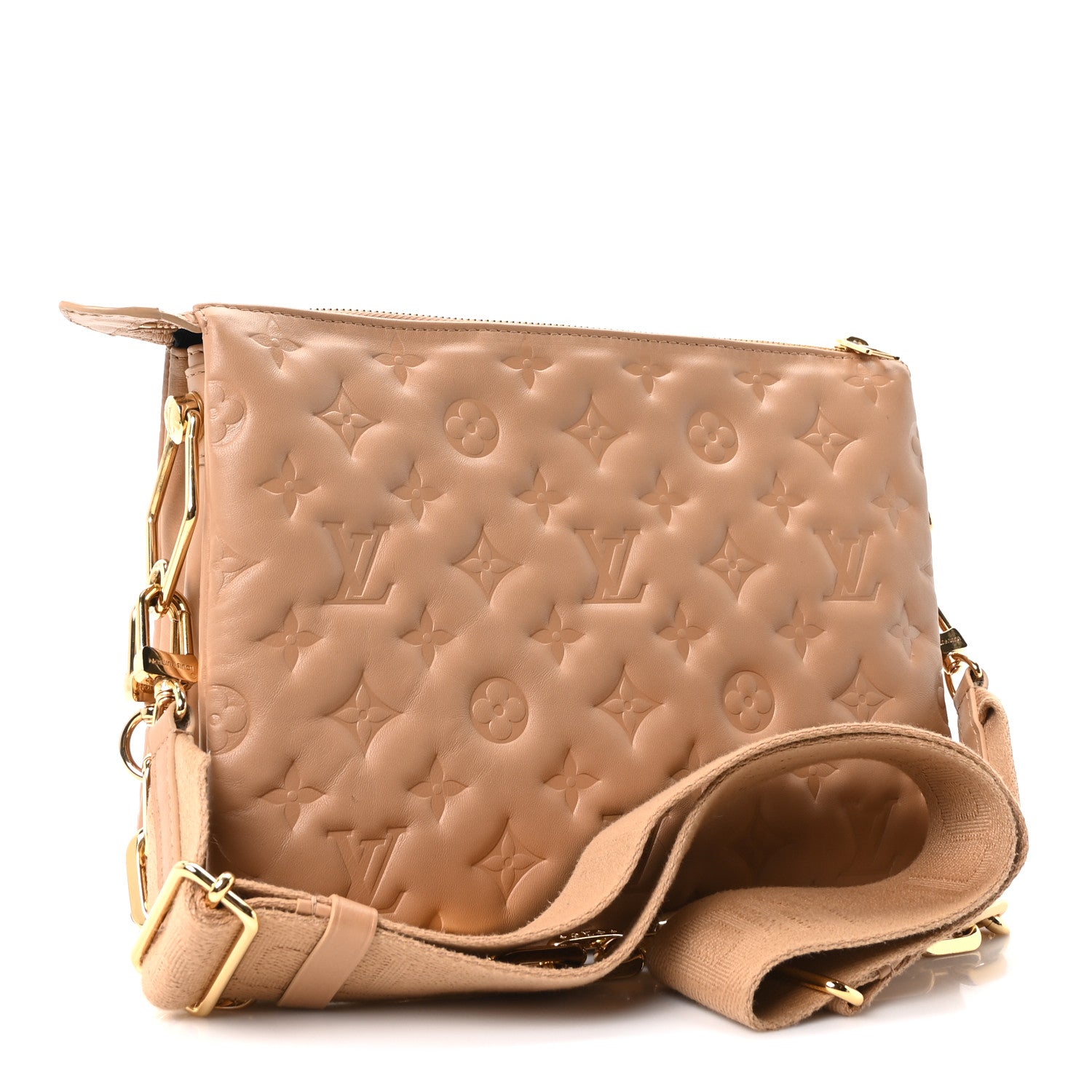 Louis Vuitton Lambskin Embossed Monogram Coussin PM Camel 3 of 9