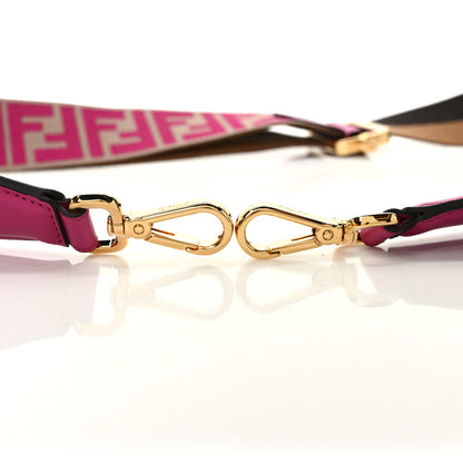 Fendi Ribbon Vitello Seta FF 1974 Pequin Reversible Adjustable Strap You Marrone Pink 3 of 4