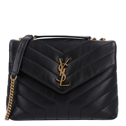 Saint Laurent Calfskin Y Quilted Monogram Small Loulou Chain Satchel Black 1 of 11