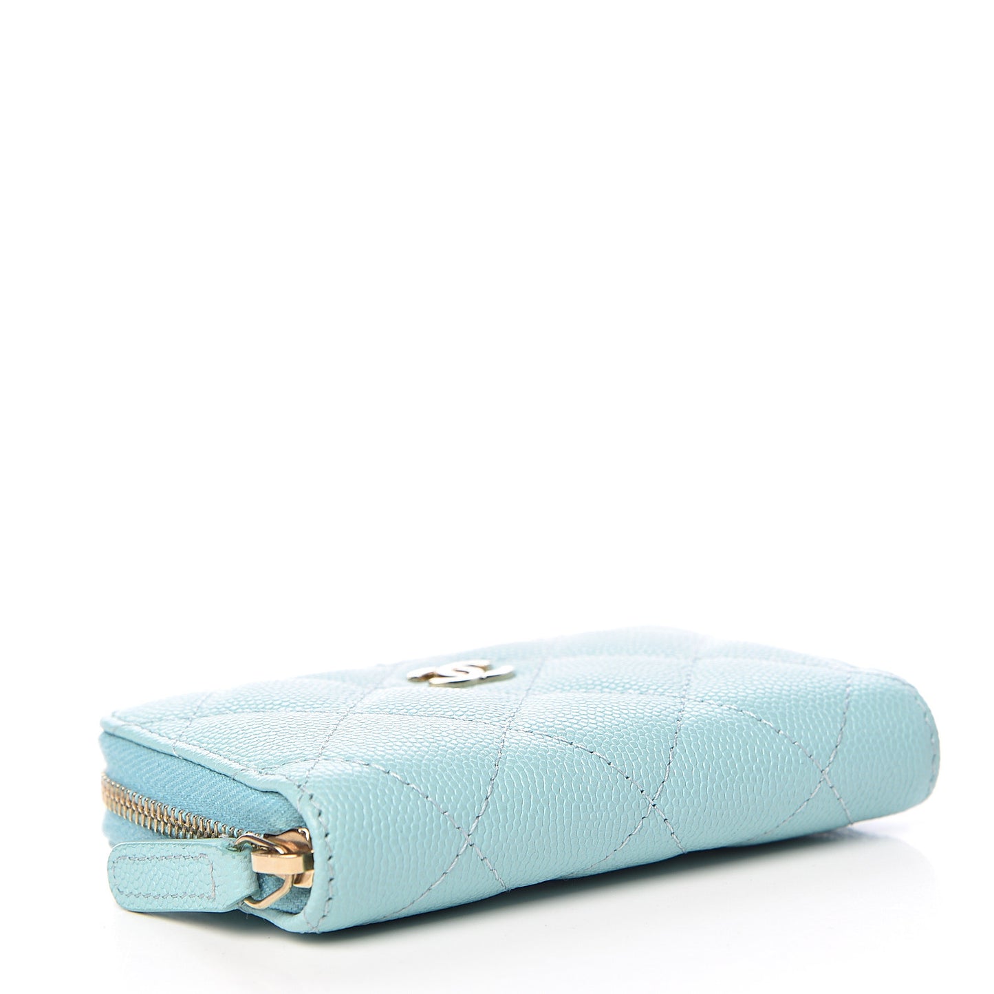 Caviar Quilted Zip Coin Purse Light Blue
