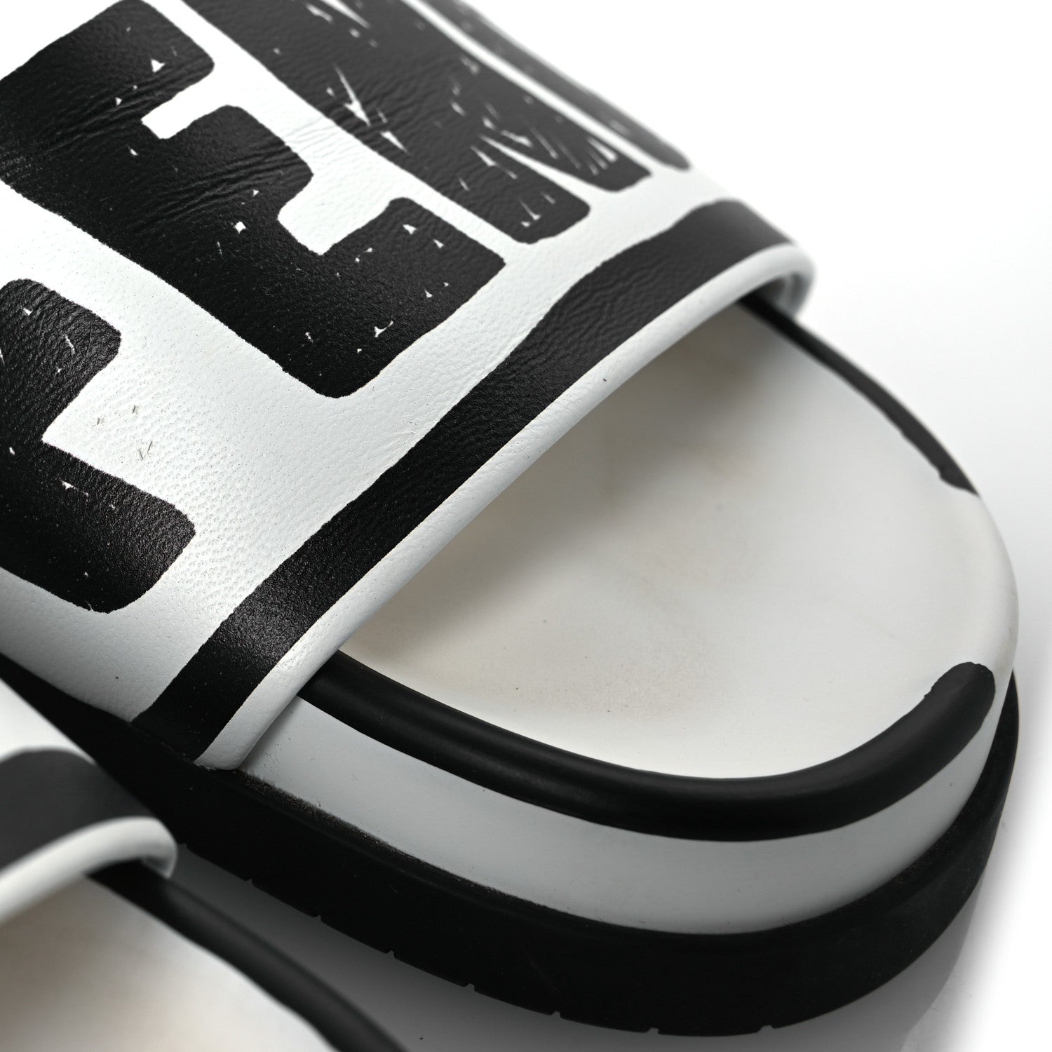 Fendi X JOSHUA VIDES Roma Calfskin Fussbetts Slide Sandals 37 Snow White Black 12 of 13