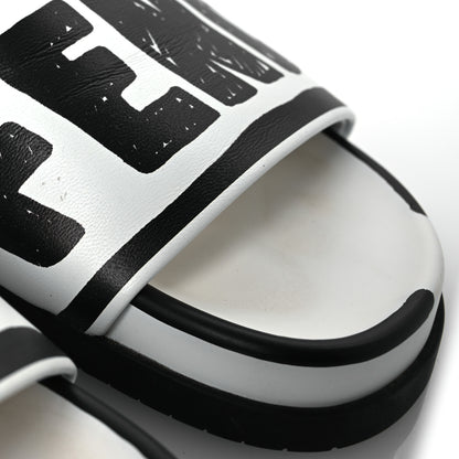 Fendi X JOSHUA VIDES Roma Calfskin Fussbetts Slide Sandals 37 Snow White Black 12 of 13