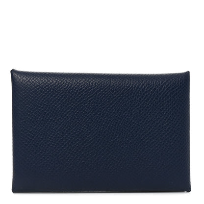 Hermes Epsom Calvi Card Case Bleu Tie 1 of 7