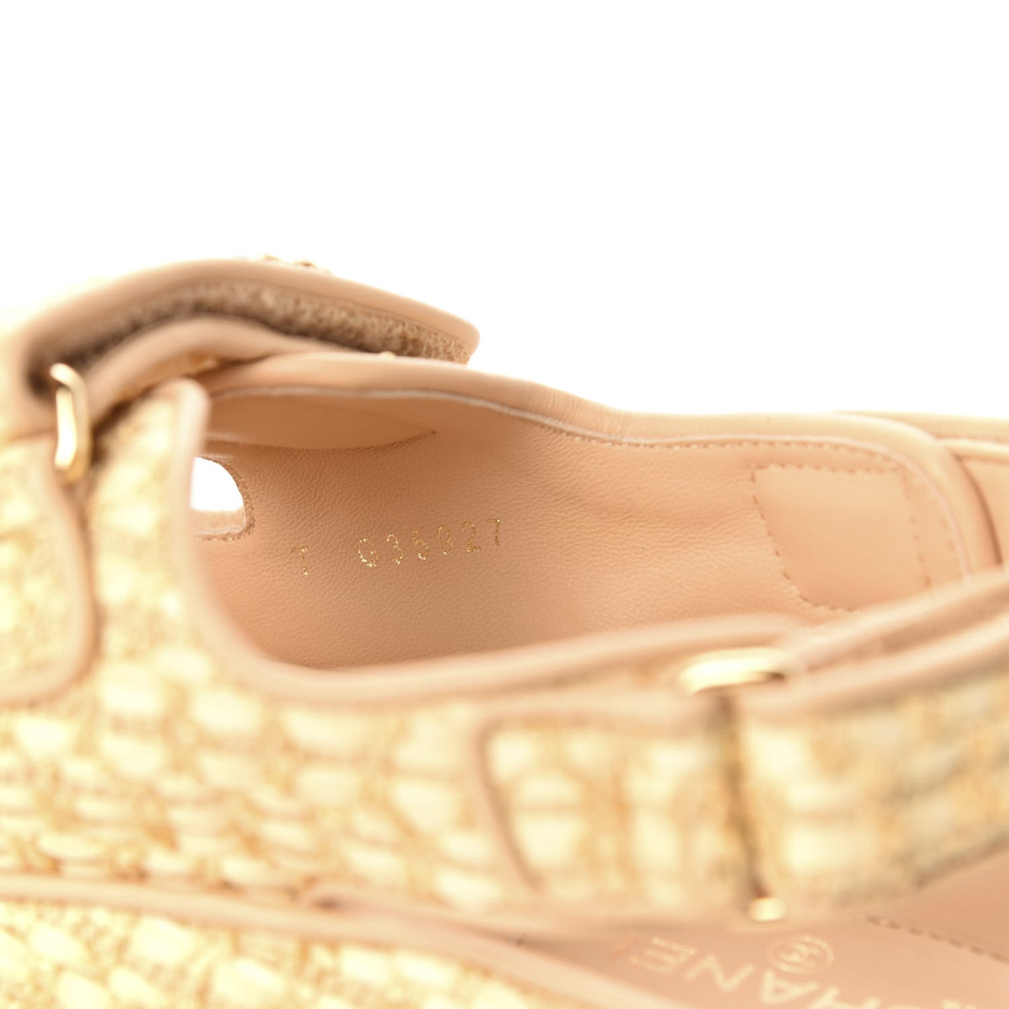 Braided Fabric Velcro Dad Sandals 37 Beige