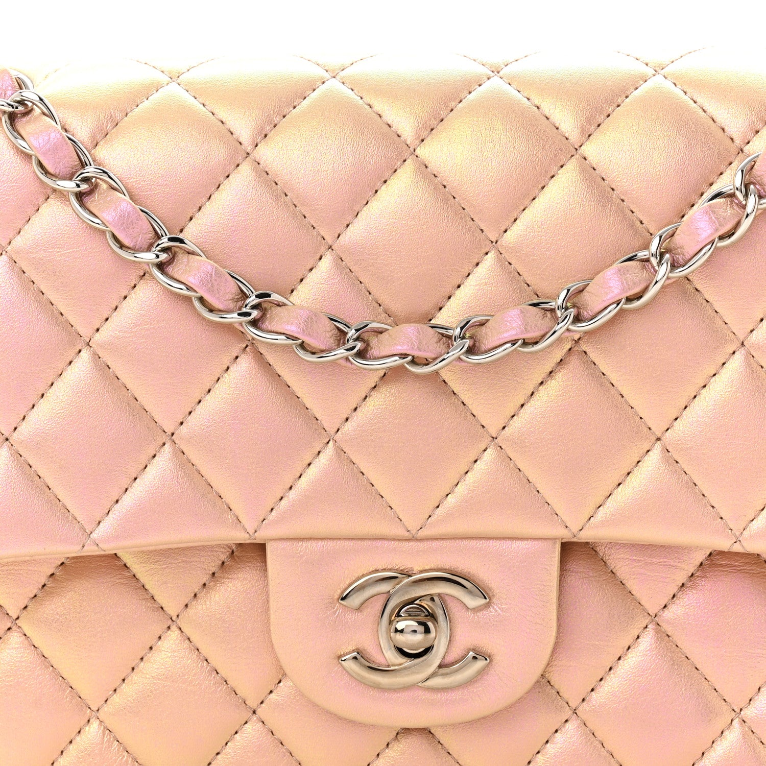 Chanel Iridescent Calfskin Quilted Medium Double Flap Pink 8 of 11