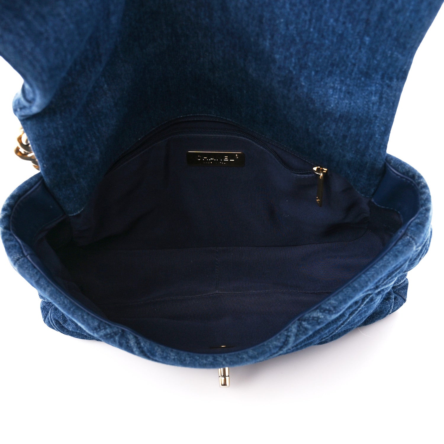 Chanel Denim Quilted Large Chanel 19 Flap Blue 5 of 11