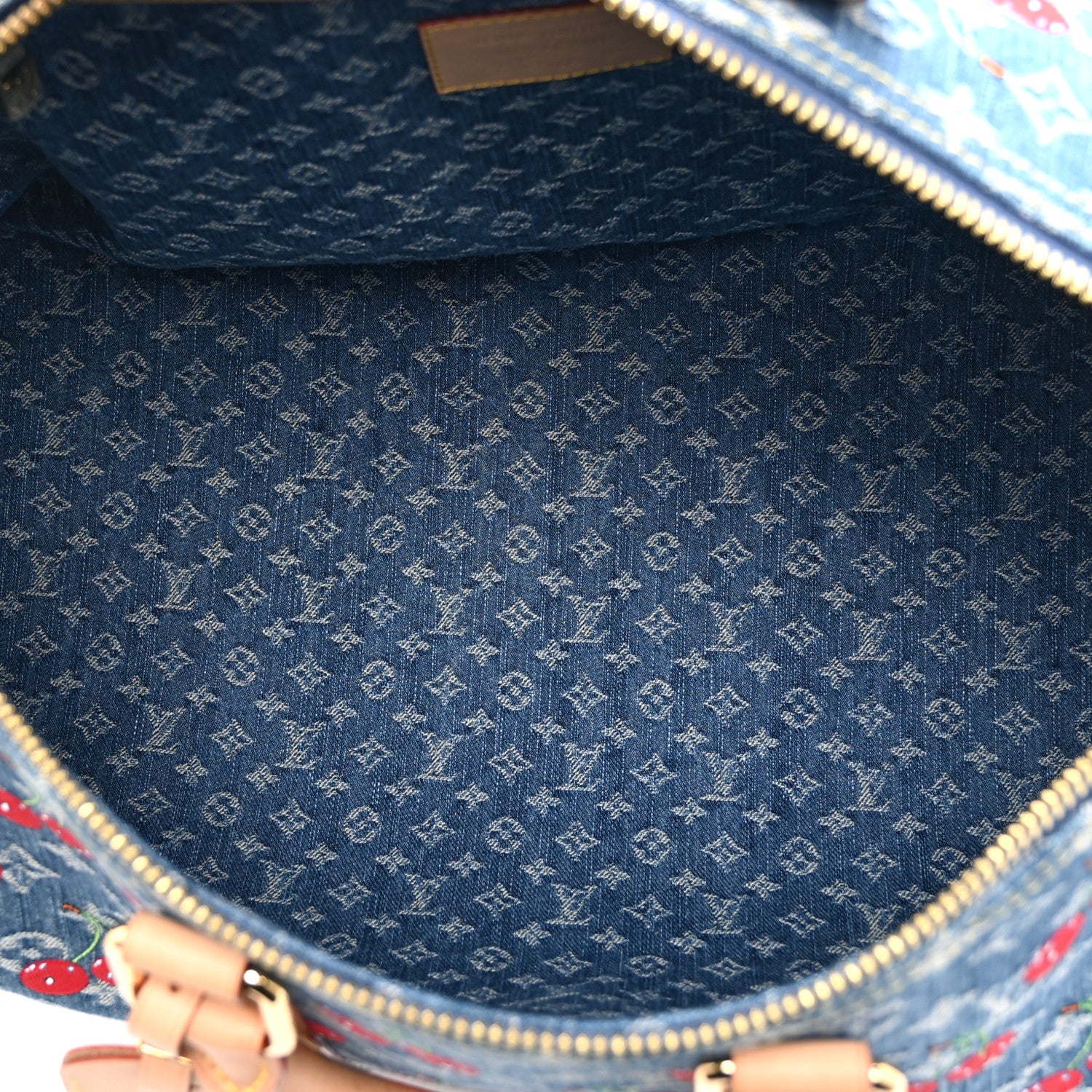 Louis Vuitton LV X TM Monogram Denim Cerises Keepall Bandouliere 45 Blue 4 of 8
