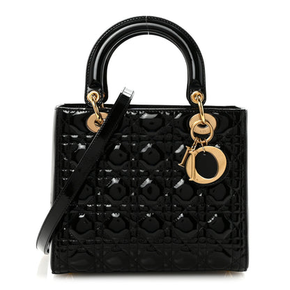 Christian Dior Patent Cannage Medium Lady Dior Black 1 of 9