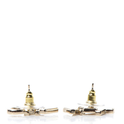 Chanel Crystal Pearl Signature Stud Earrings Gold 3 of 5