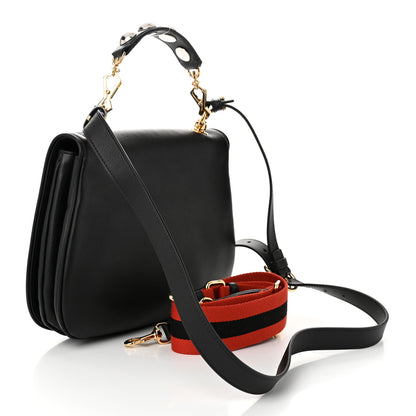 Gucci Roxy Calfskin Web Medium Studded Blondie Shoulder Flap Bag Black 3 of 10