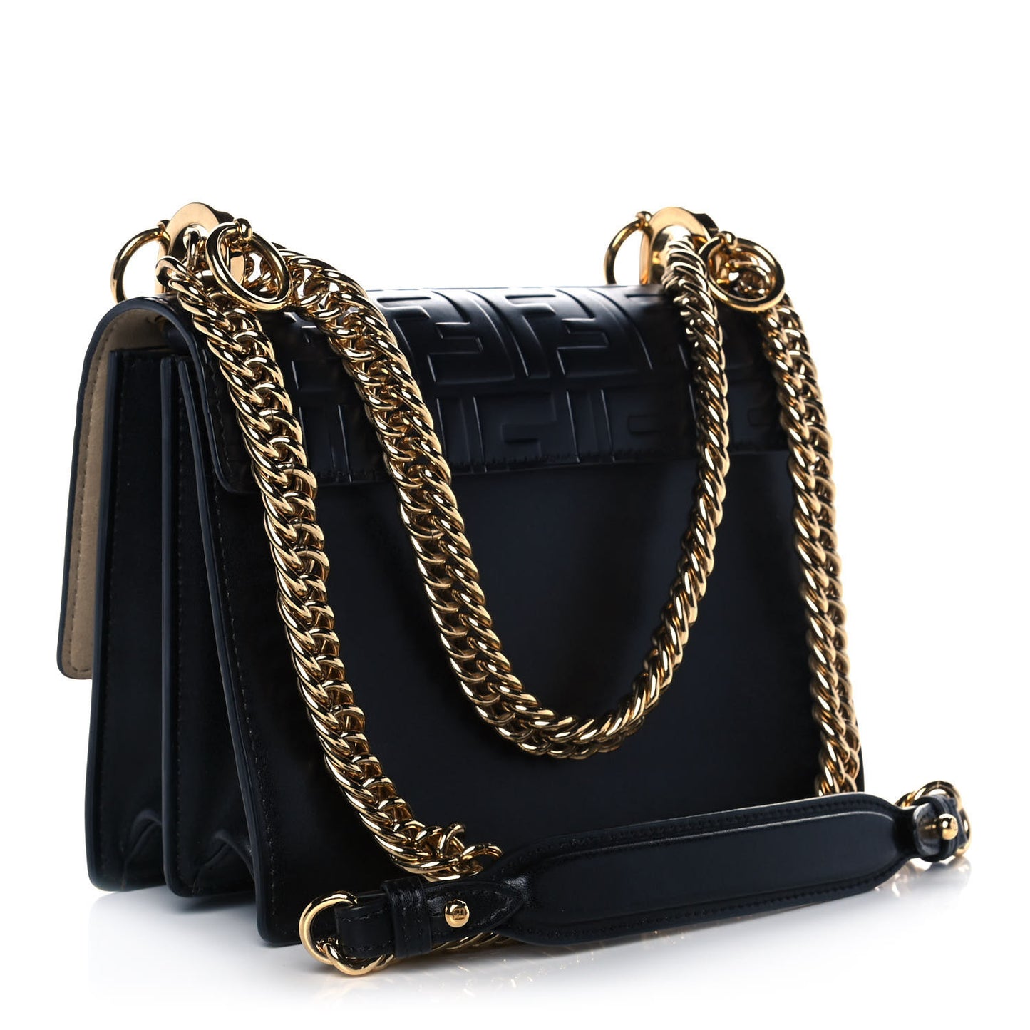 Vitello Liberty FF 1974 Embossed Small Kan I Shoulder Bag Black