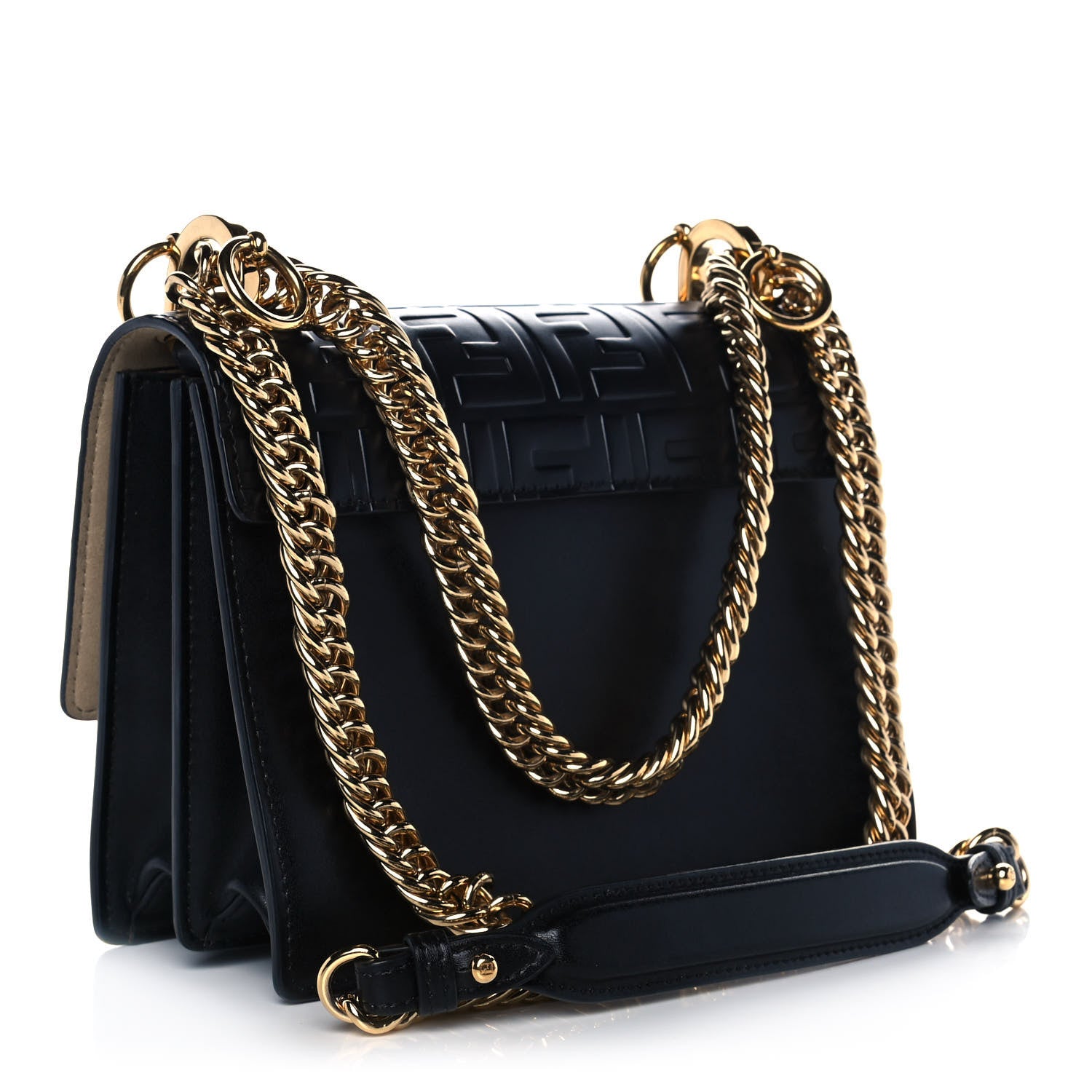 Fendi Vitello Liberty FF 1974 Embossed Small Kan I Shoulder Bag Black 2 of 12