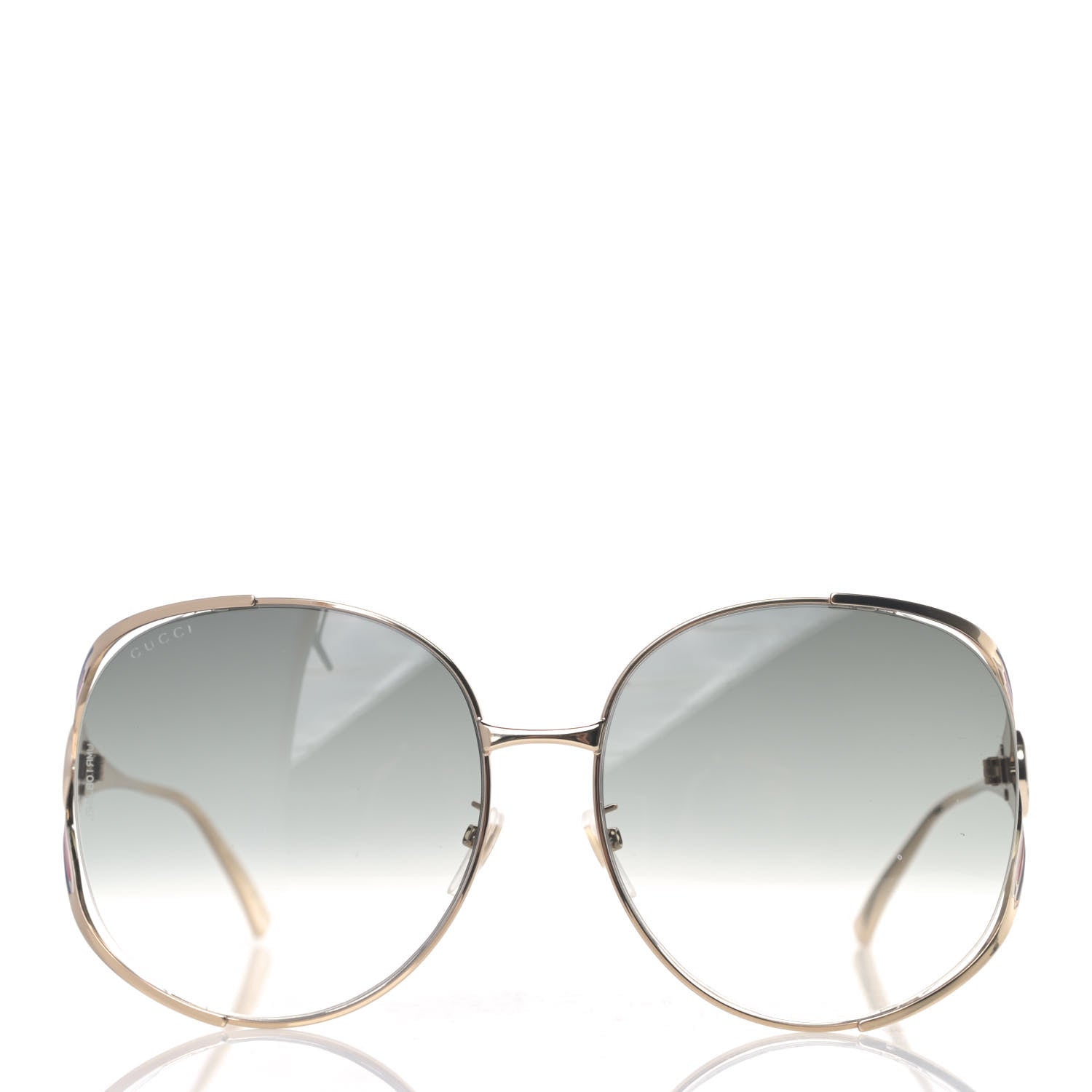 Gucci Metal Oversized Round Frame GG0225S Sunglasses Gold 2 of 6