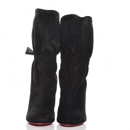 Christian Louboutin Suede Crepe Satin Velvet Kristofa 100 Booties 39 Black 2 of 7