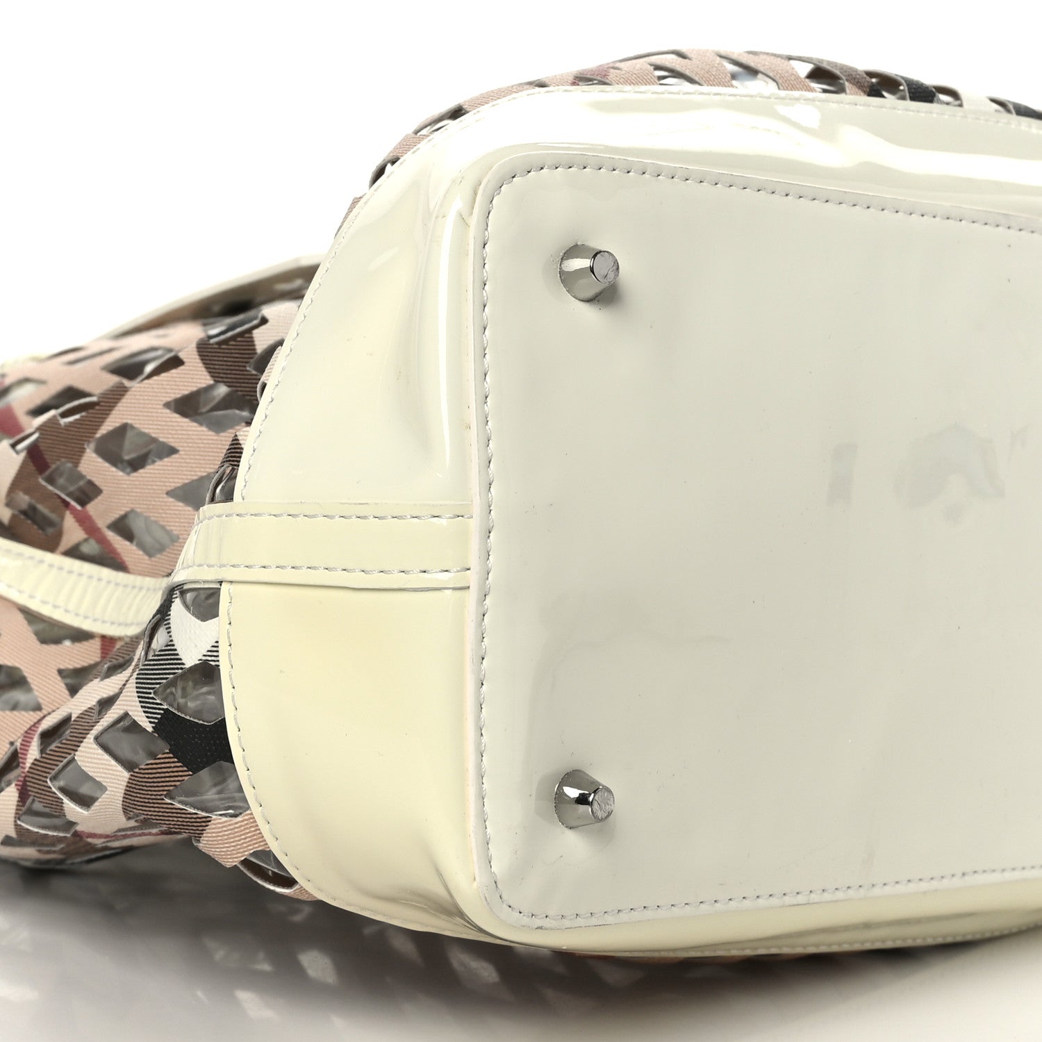 Burberry Supernova Check Net Drawstring Bag White 7 of 11