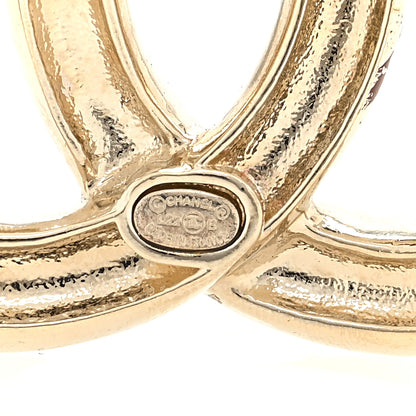Chanel Metal Crystal Pearl CC Brooch Gold Black 3 of 3