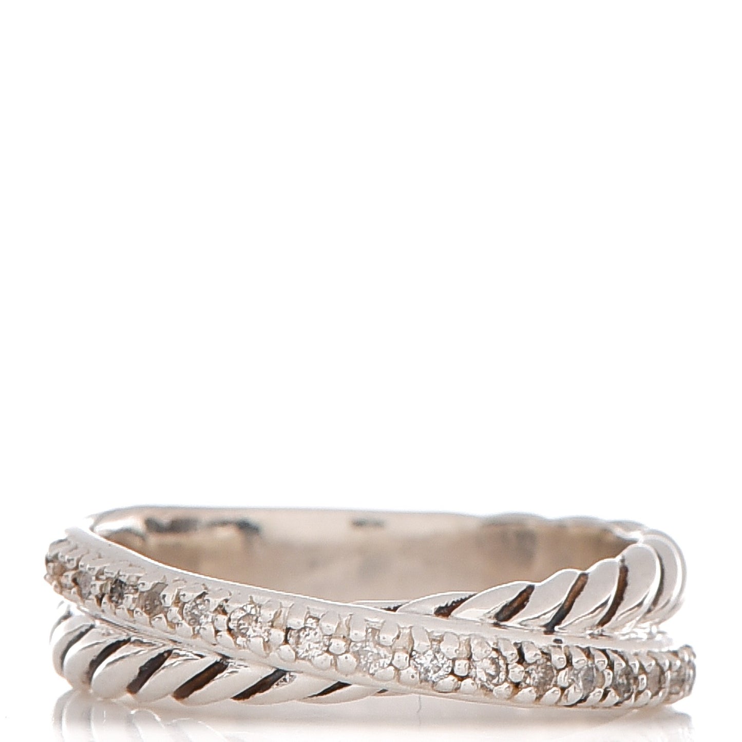 Sterling Silver Diamond 5mm Crossover Ring 53 6.5