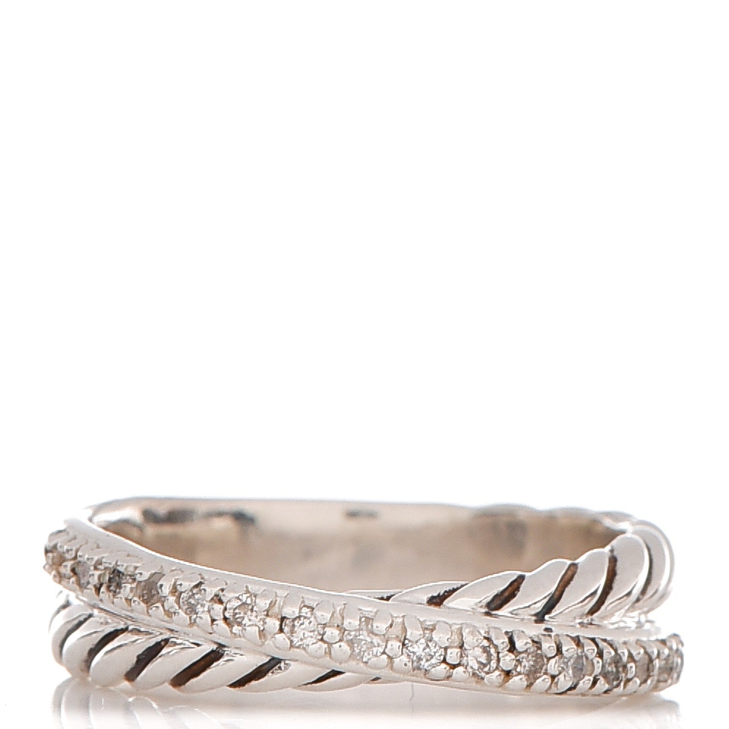 David Yurman Sterling Silver Diamond 5mm Crossover Ring 53 6.5 1 of 3