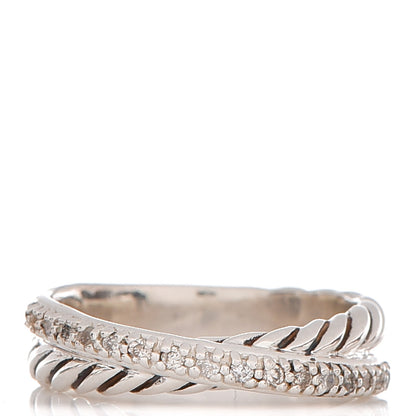 David Yurman Sterling Silver Diamond 5mm Crossover Ring 53 6.5 1 of 3