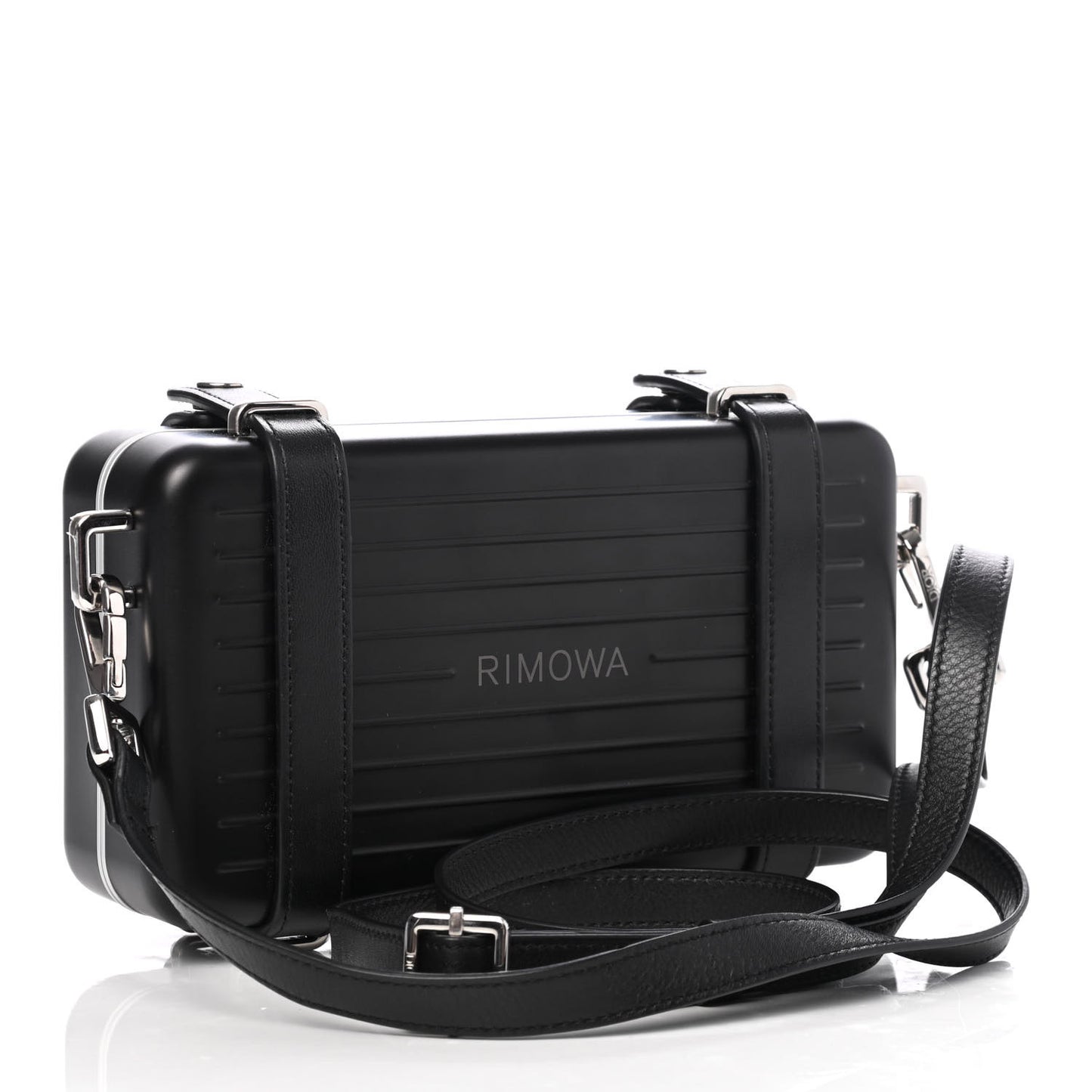 X RIMOWA Aluminum Personal Clutch On Strap Black