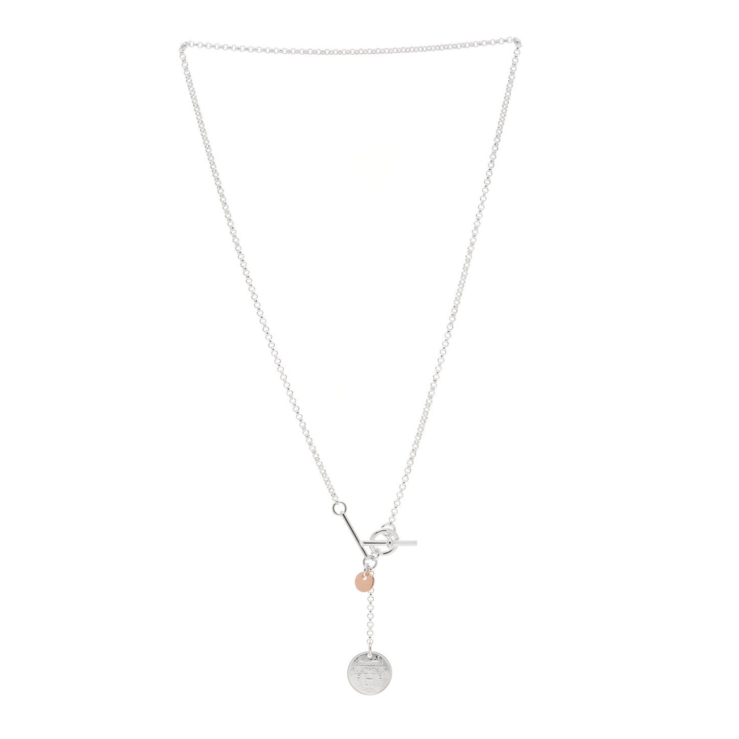 Sterling Silver 18K Rose Gold PM Ex-Libris Pendant Necklace