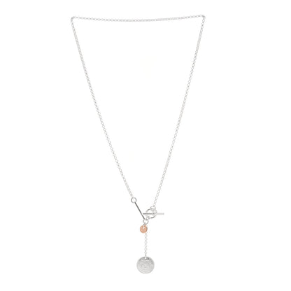 Hermes Sterling Silver 18K Rose Gold PM Ex-Libris Pendant Necklace 3 of 5