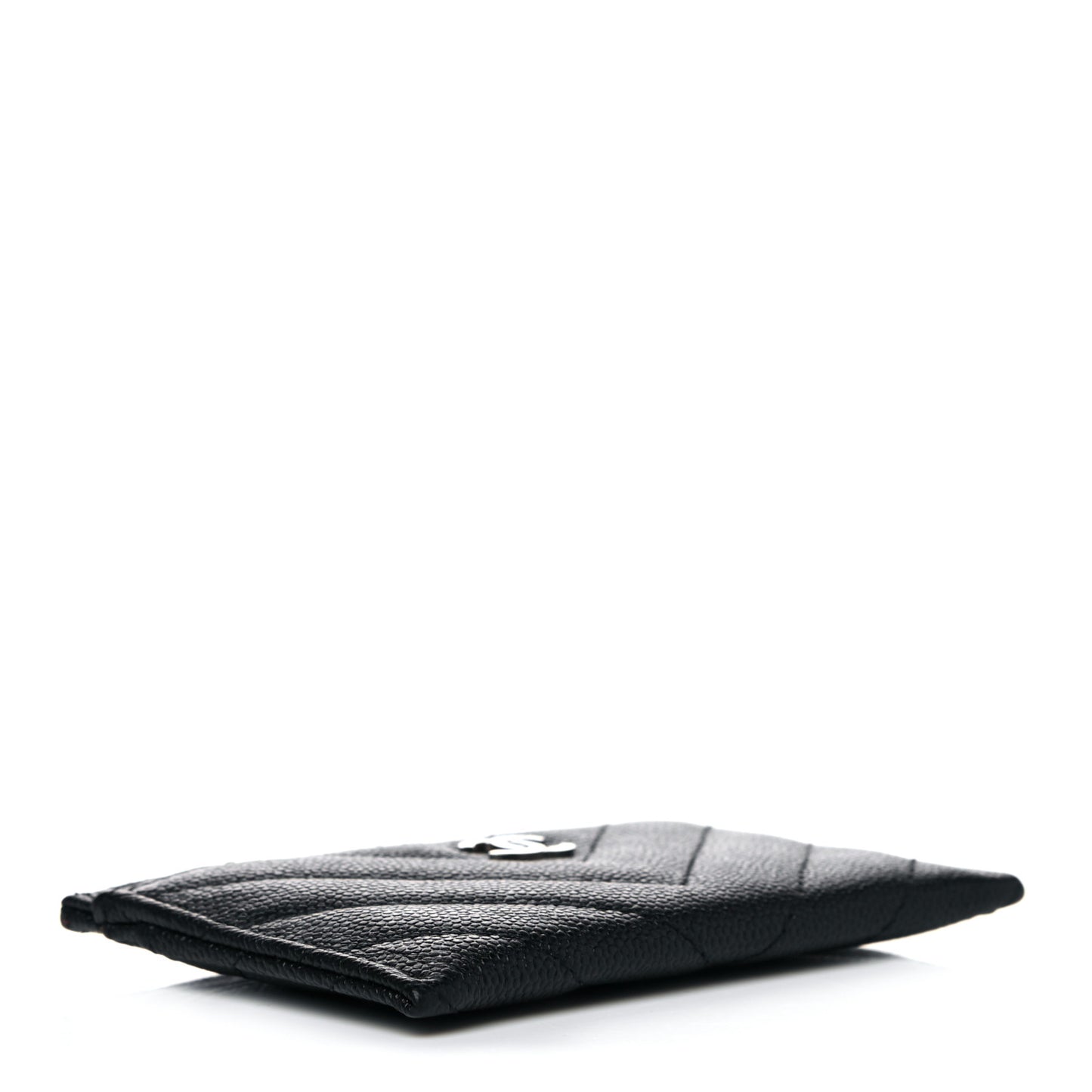 Caviar Chevron Quilted Card Holder Black