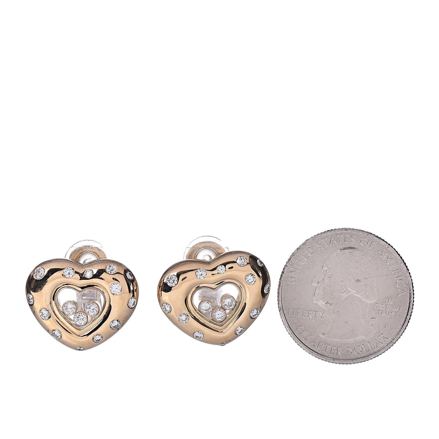 18K Yellow Gold Diamond 3 Happy Diamonds Icon Heart Clip-On Earrings
