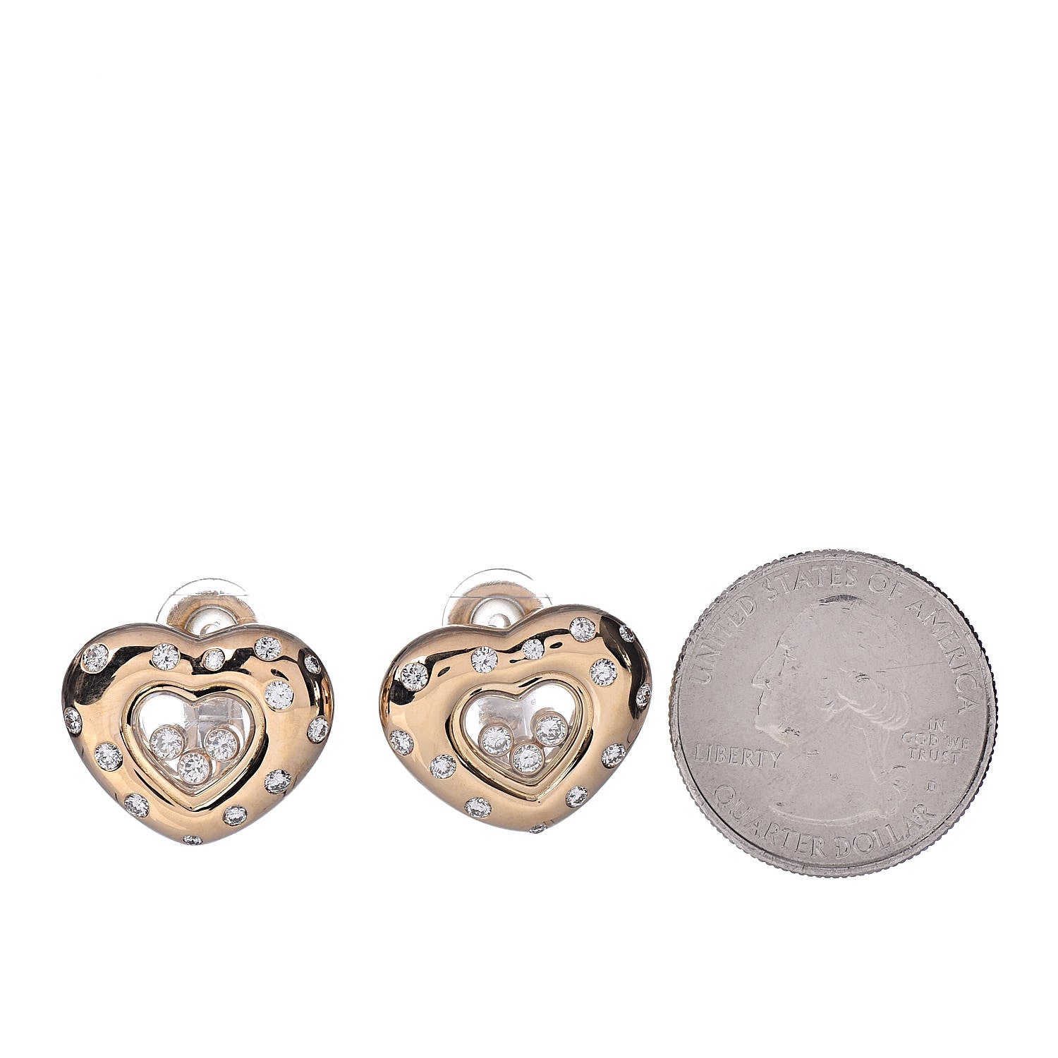 Chopard 18K Yellow Gold Diamond 3 Happy Diamonds Icon Heart Clip-On Earrings 2 of 5