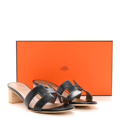 Hermes Calfskin Oasis Sandals 37 Black 9 of 9