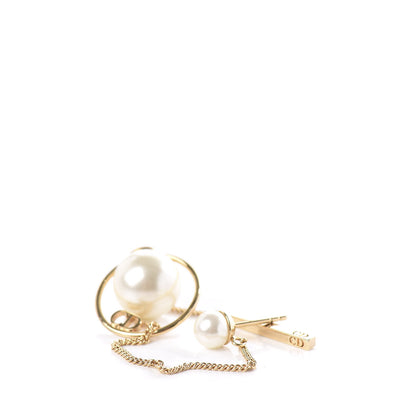 Christian Dior Pearl Tribales Dangle Chain Earrings Gold 3 of 4