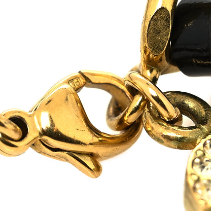 Chanel Lambskin Crystal CC Chain Bracelet Black Gold 4 of 6