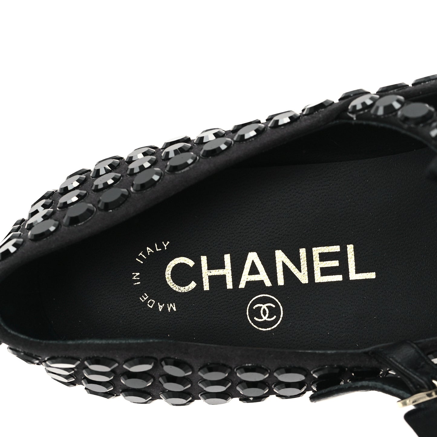Satin Strass Bow Mary Jane Flats 37 Black