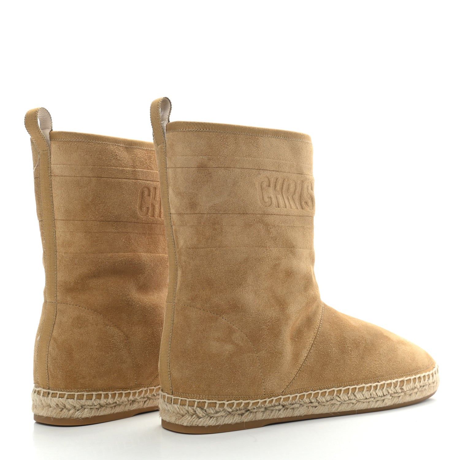 Christian Dior Calfskin Suede Shearling Granville Espadrille Boots 38.5 Natural 4 of 7