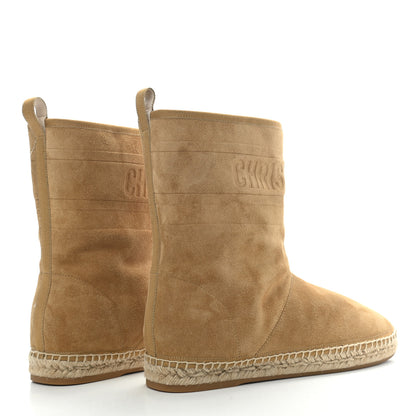 Christian Dior Calfskin Suede Shearling Granville Espadrille Boots 38.5 Natural 4 of 7
