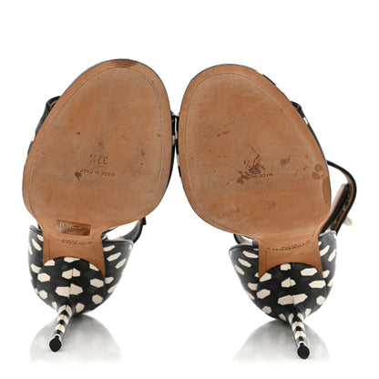 Givenchy Lambskin Polka Dot Shark Lock Sandals 37.5 Black White 5 of 9