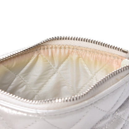 Chanel Metallic Lambskin Star Embossed Coin Purse Case Silver 8 of 10