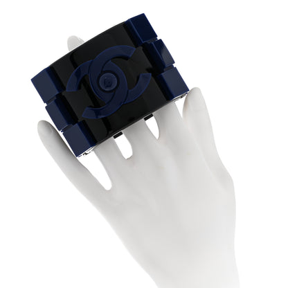 Chanel Plexiglass Lego Boy Cuff Black Blue 2 of 5