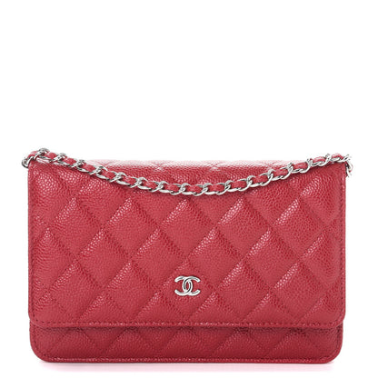 Chanel Caviar Quilted Wallet On Chain WOC Dark Pink 1 of 9