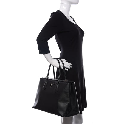 Prada Saffiano Cuir Twin Tote Black 2 of 9