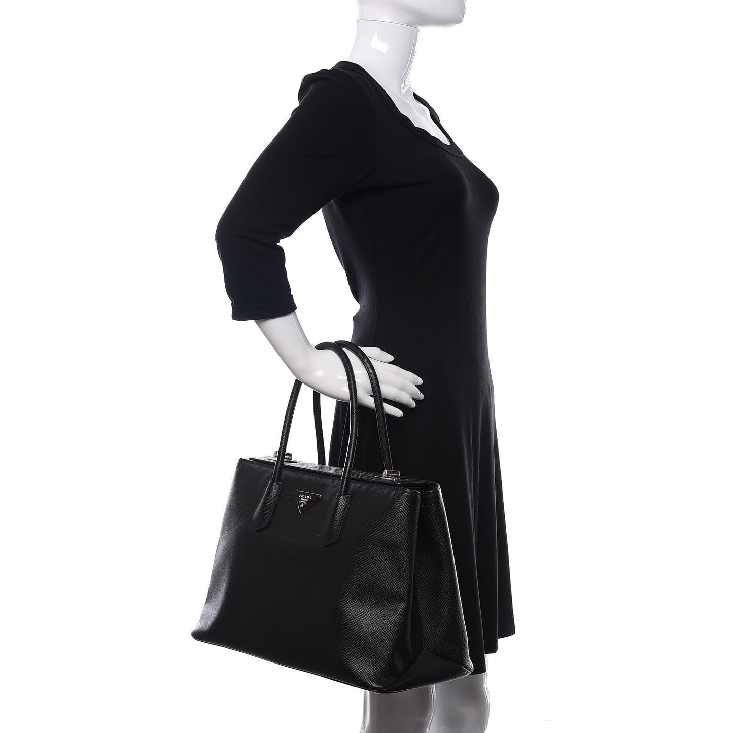 Saffiano Cuir Twin Tote Black